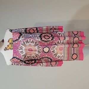 JJ BOUTIQUE paisley pink off the shoulder dress with bell sleeves.  Size is M.